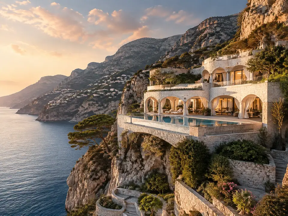 AI-generated fantasy visualization of Amalfi Cloud House, a original fantasy selection