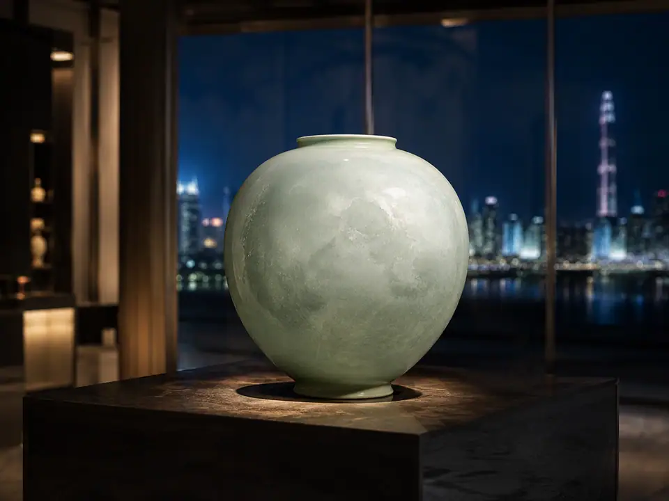 AI-generated fantasy visualization of Celadon Moon Vessel, a original fantasy selection