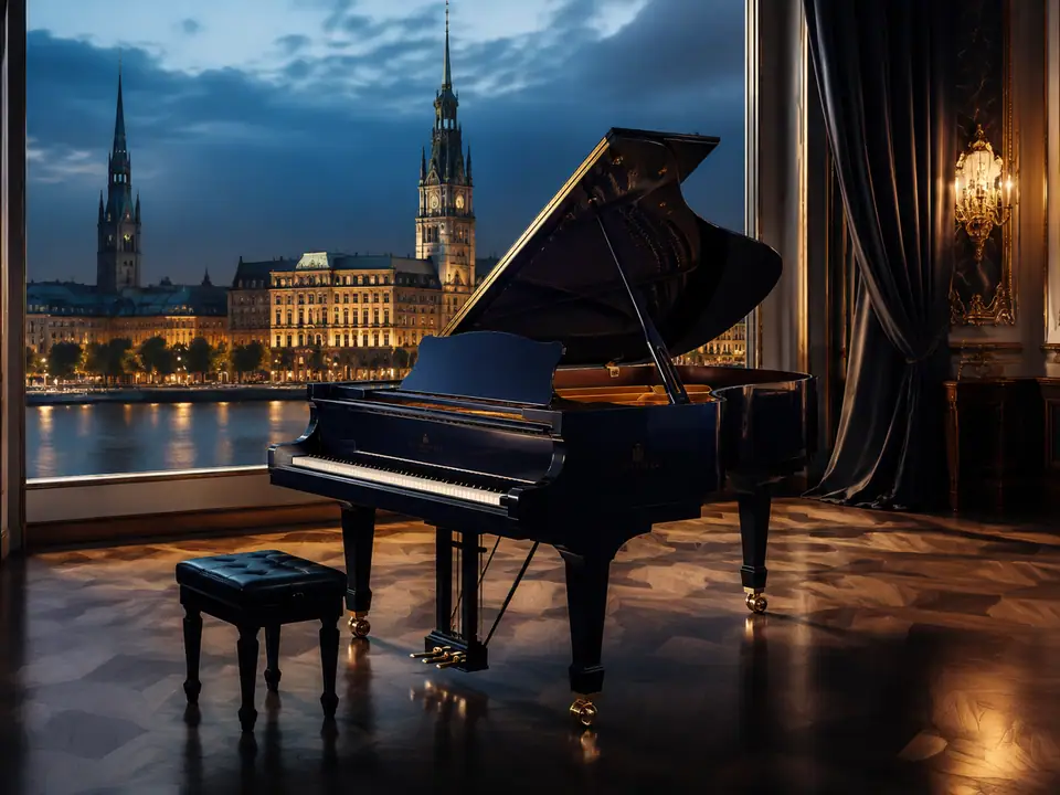 AI-generated fantasy visualization of Concert Grand No. 1, a original fantasy selection