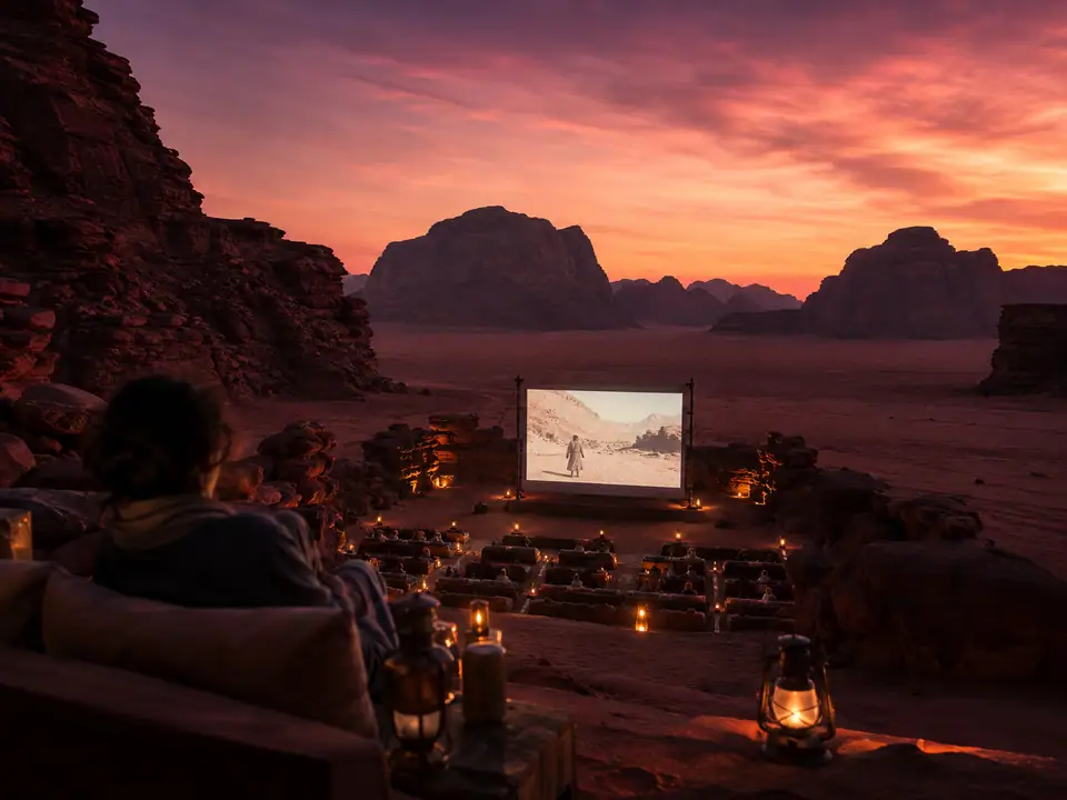 AI-generated fantasy visualization of Desert Cinema Festival, a original fantasy selection