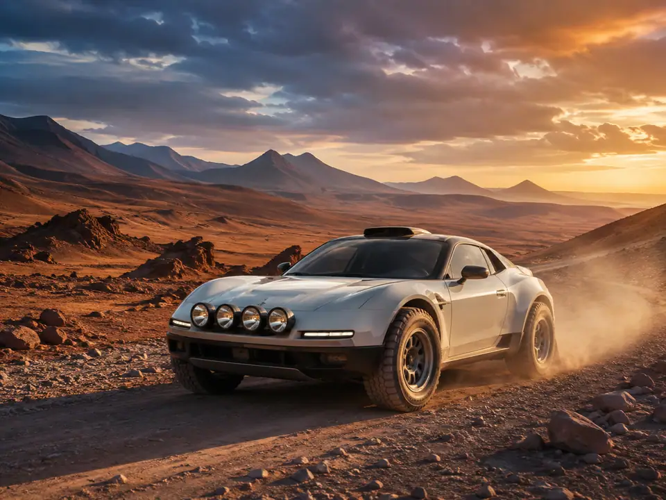 AI-generated fantasy visualization of Desert Rally Coupé, a original fantasy selection