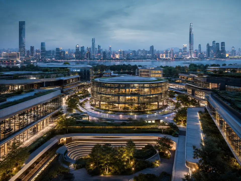 AI-generated fantasy visualization of East Asia Global Software Platform, a technology company selection