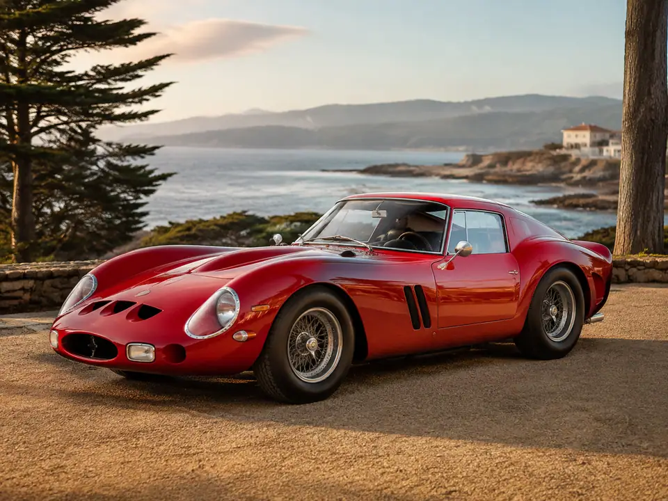 AI-generated fantasy visualization of 1962 Ferrari 250 GTO, a collector car selection