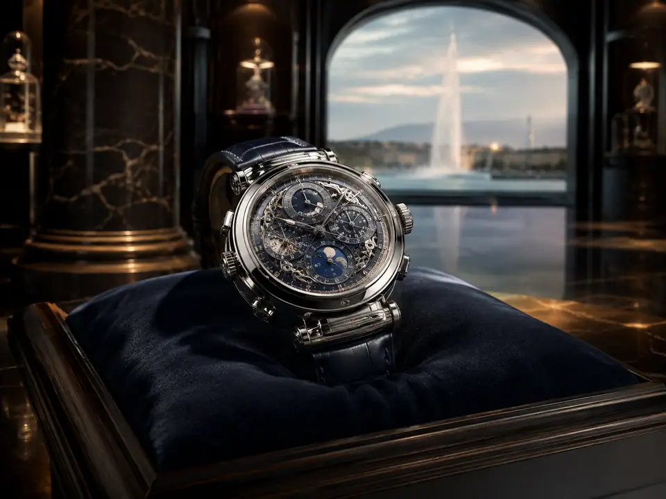 AI-generated fantasy visualization of Patek Philippe Grandmaster Chime Ref. 6300A, a complicated watch selection