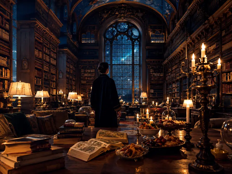 AI-generated fantasy visualization of Great Library Sleepover, a original fantasy selection