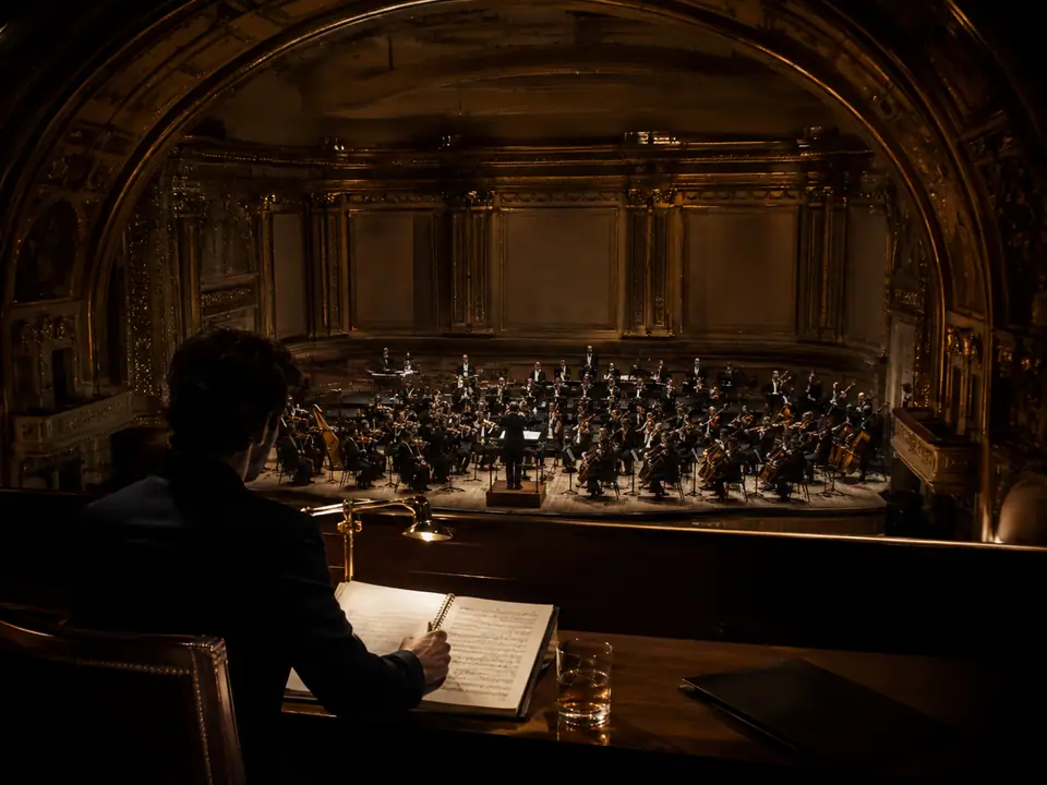 AI-generated fantasy visualization of New York Private Orchestra Premiere, a music selection