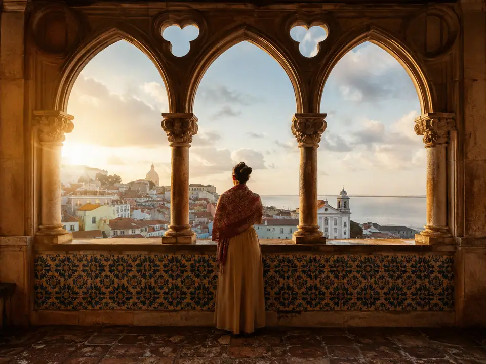 AI-generated fantasy visualization of Portugal Cultural Heritage ARI Path, a residency pathway selection