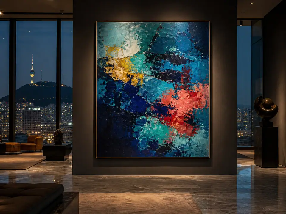 AI-generated fantasy visualization of Seoul Blue-Chip Masterpiece, a modern painting selection
