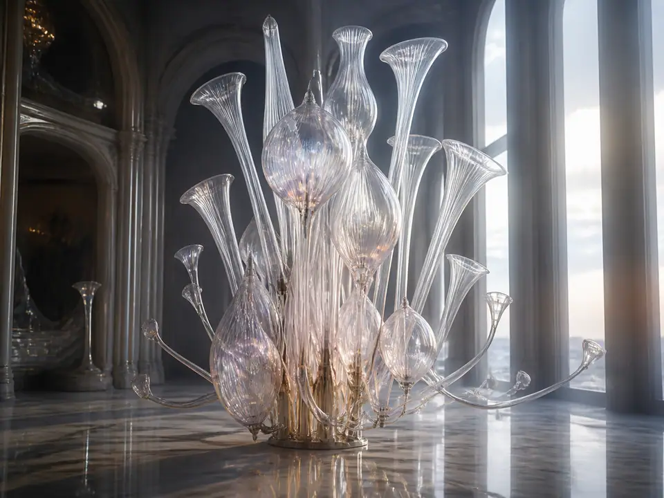 AI-generated fantasy visualization of Singing Glass Sculpture, a original fantasy selection